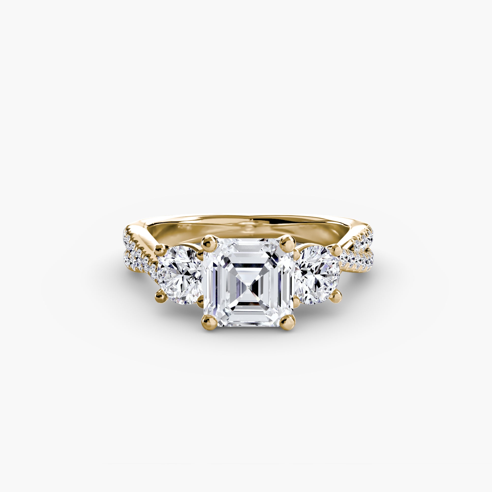 Three Stone Twist Pavé Ring