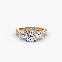 Three Stone Twist Pavé Ring
