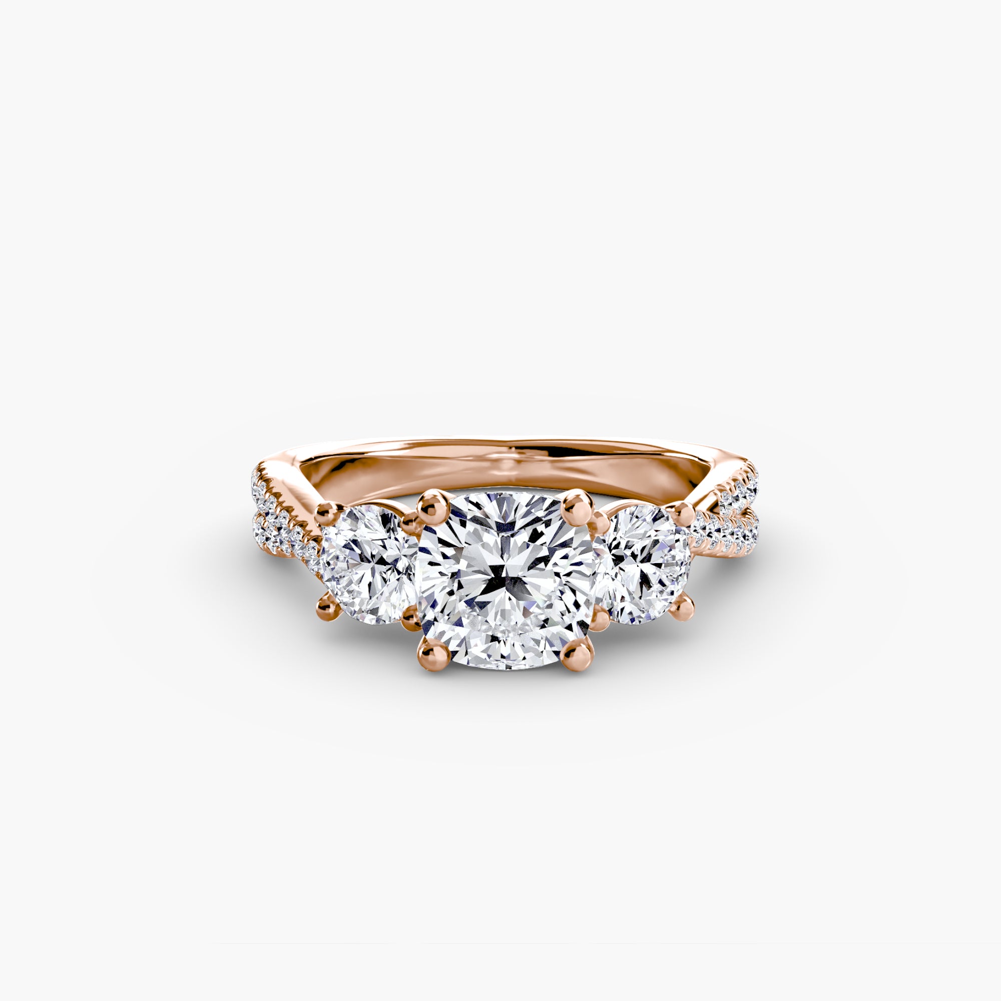 Three Stone Twist Pavé Ring