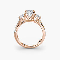 Cushion Three Stone Twist Pavé Ring