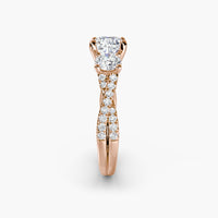 Cushion Three Stone Twist Pavé Ring