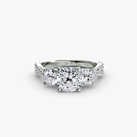 Three Stone Twist Pavé Ring