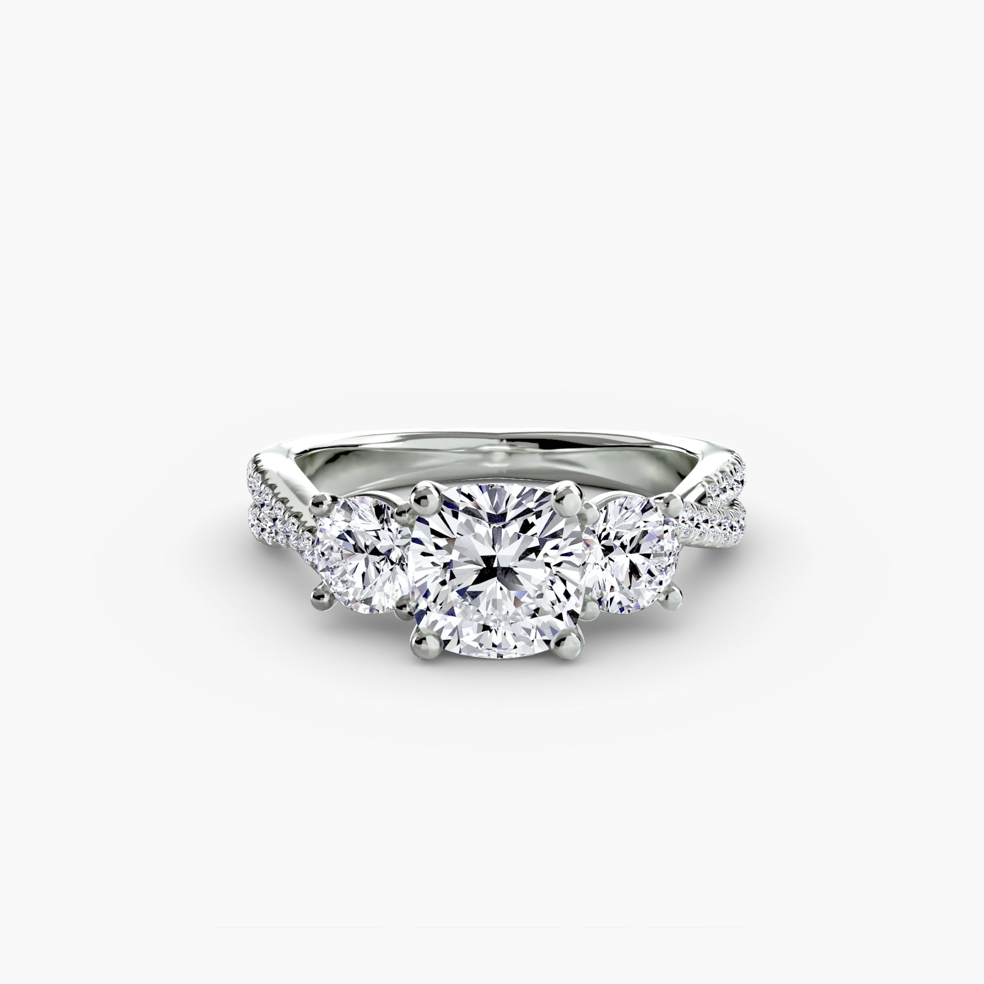 Three Stone Twist Pavé Ring