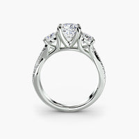 Cushion Three Stone Twist Pavé Ring