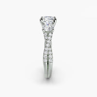 Cushion Three Stone Twist Pavé Ring