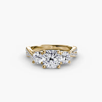 Three Stone Twist Pavé Ring