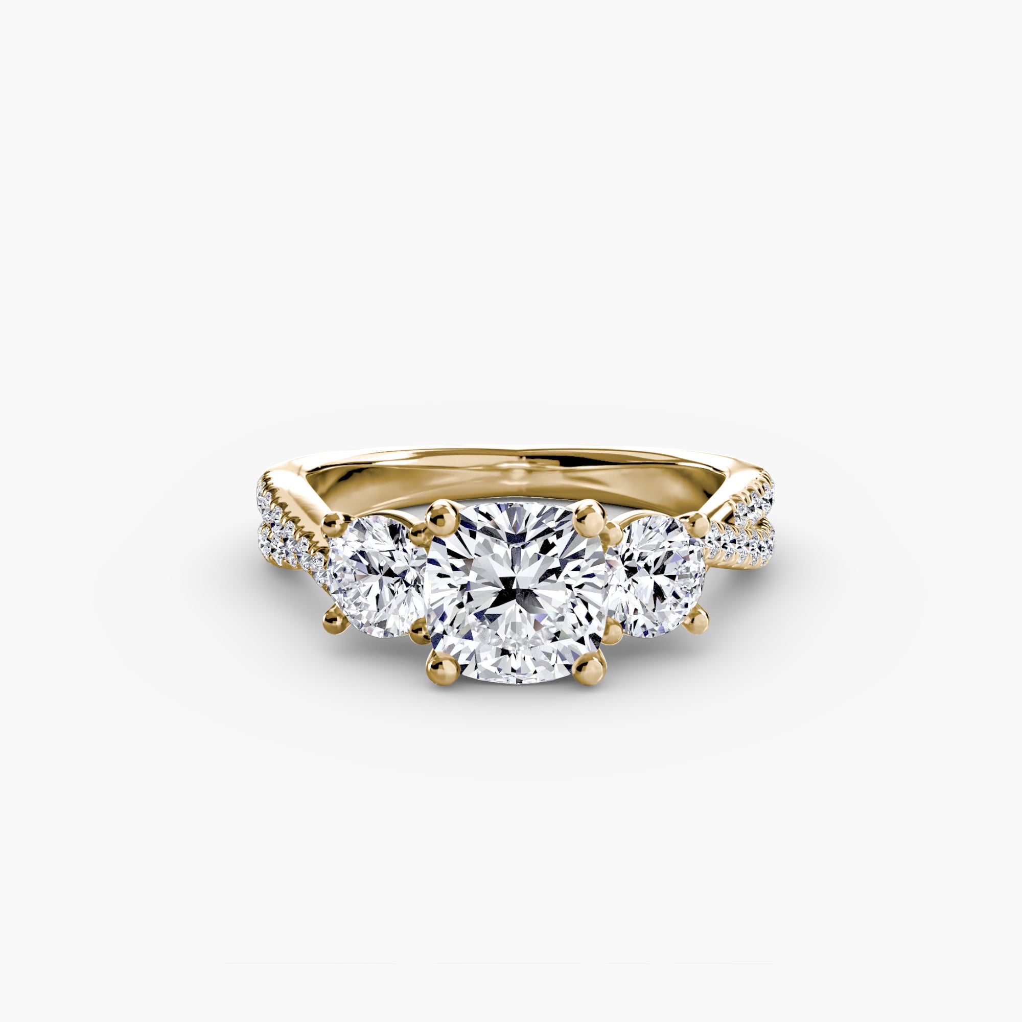 Three Stone Twist Pavé Ring