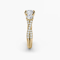 Cushion Three Stone Twist Pavé Ring