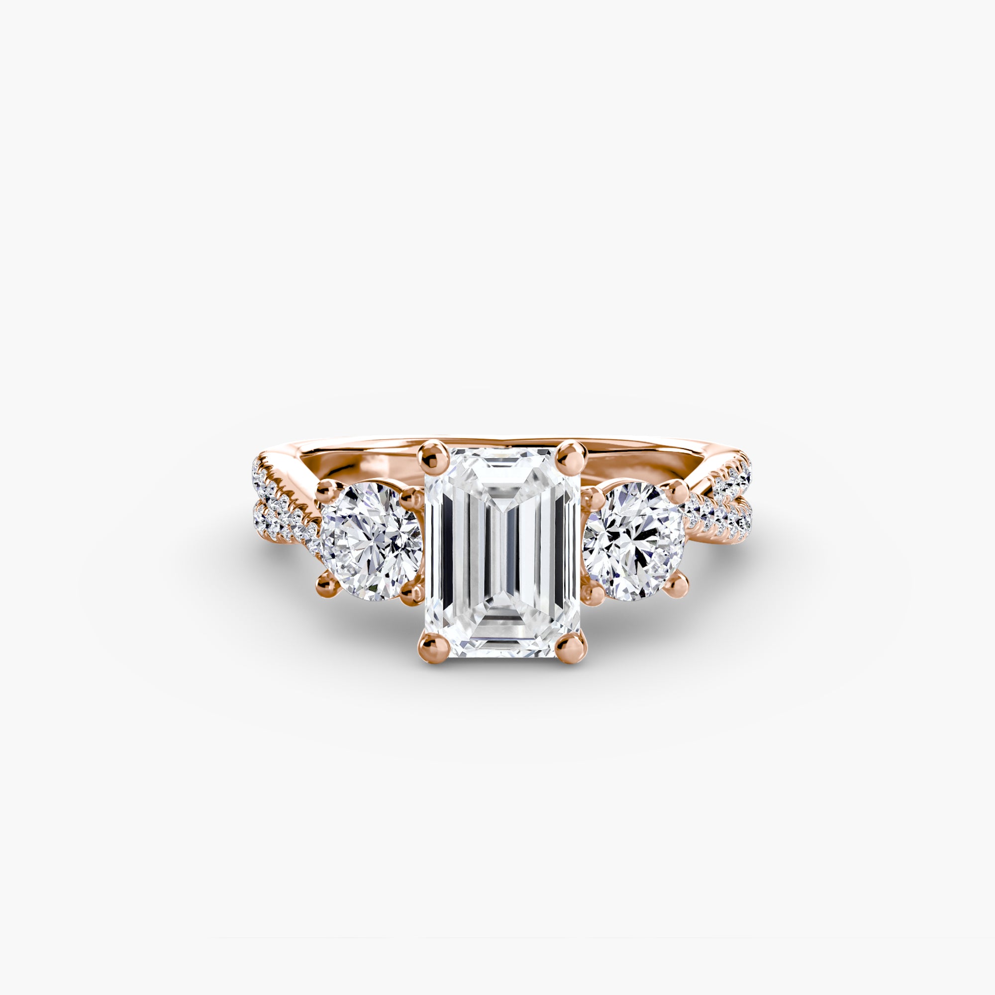 Three Stone Twist Pavé Ring