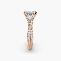 Emerald Three Stone Twist Pavé Ring