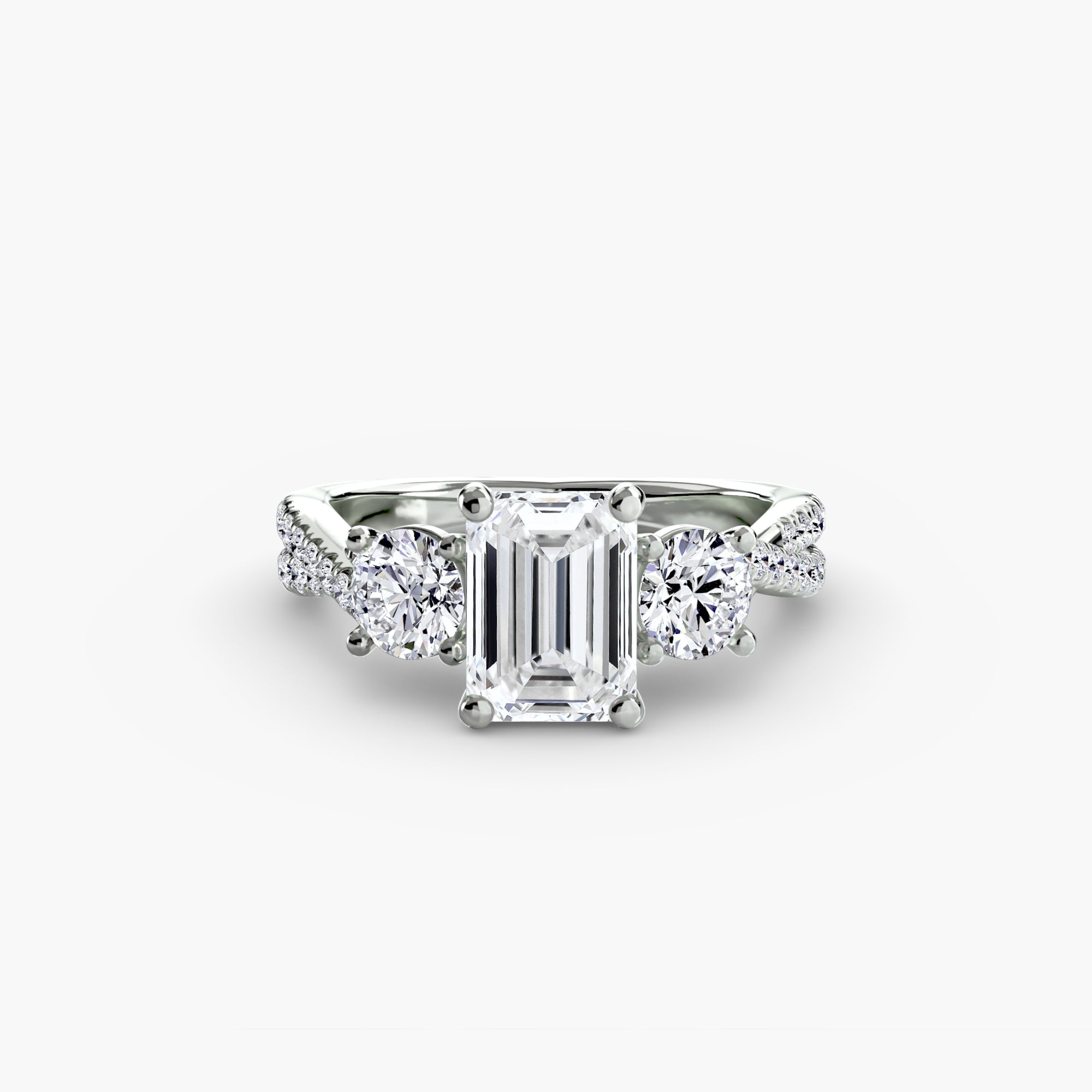 Three Stone Twist Pavé Ring