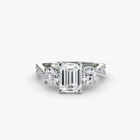 Emerald Three Stone Twist Pavé Ring