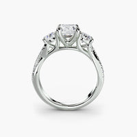 Emerald Three Stone Twist Pavé Ring