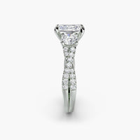 Emerald Three Stone Twist Pavé Ring
