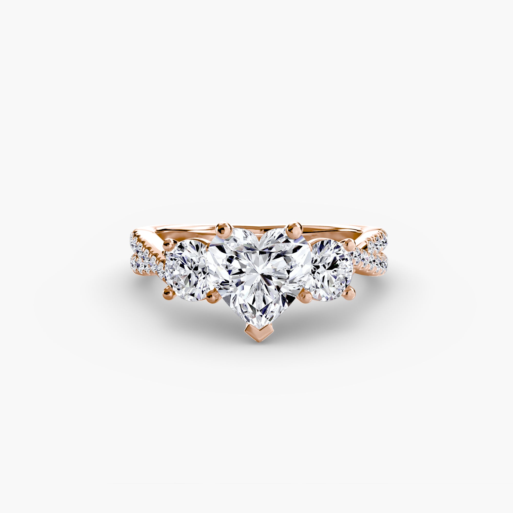 Three Stone Twist Pavé Ring