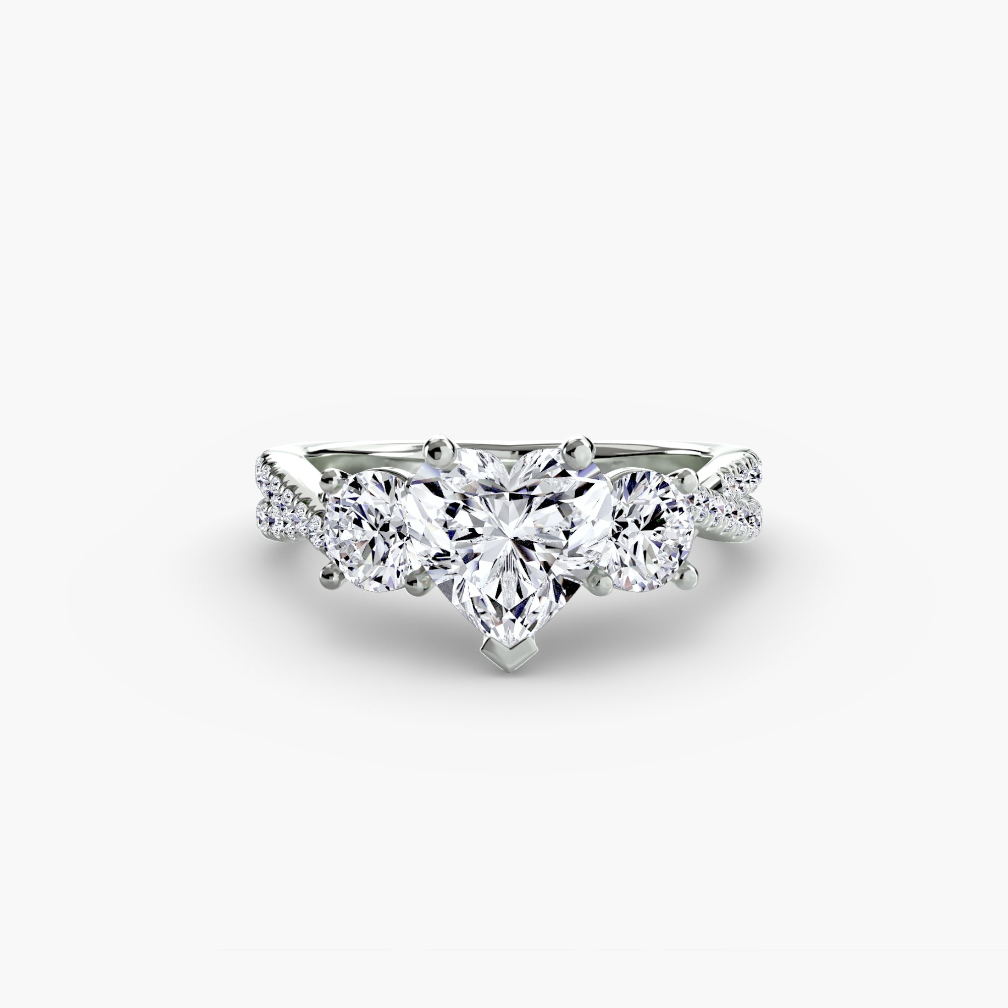 Three Stone Twist Pavé Ring