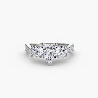 Three Stone Twist Pavé Ring