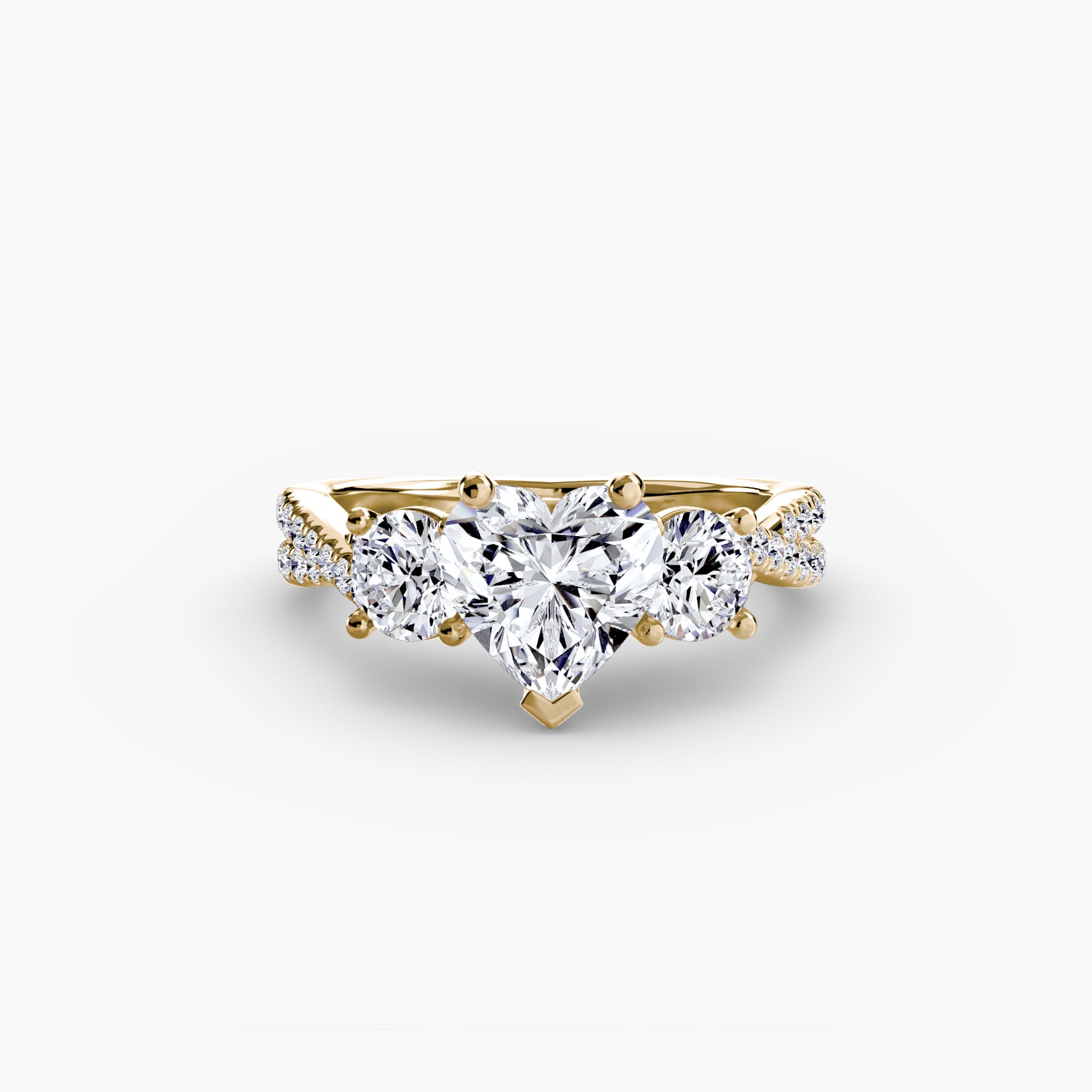 Three Stone Twist Pavé Ring