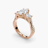 Marquise Three Stone Twist Pavé Ring
