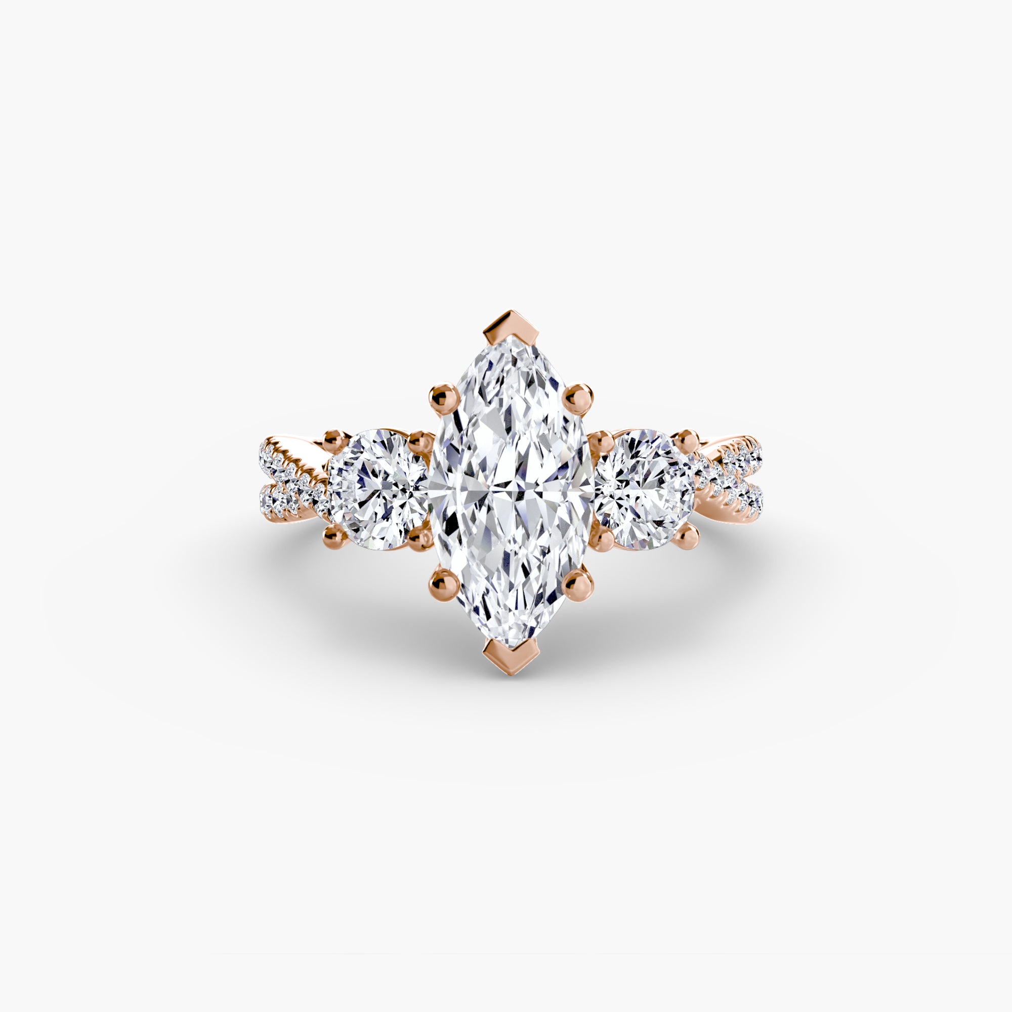 Three Stone Twist Pavé Ring