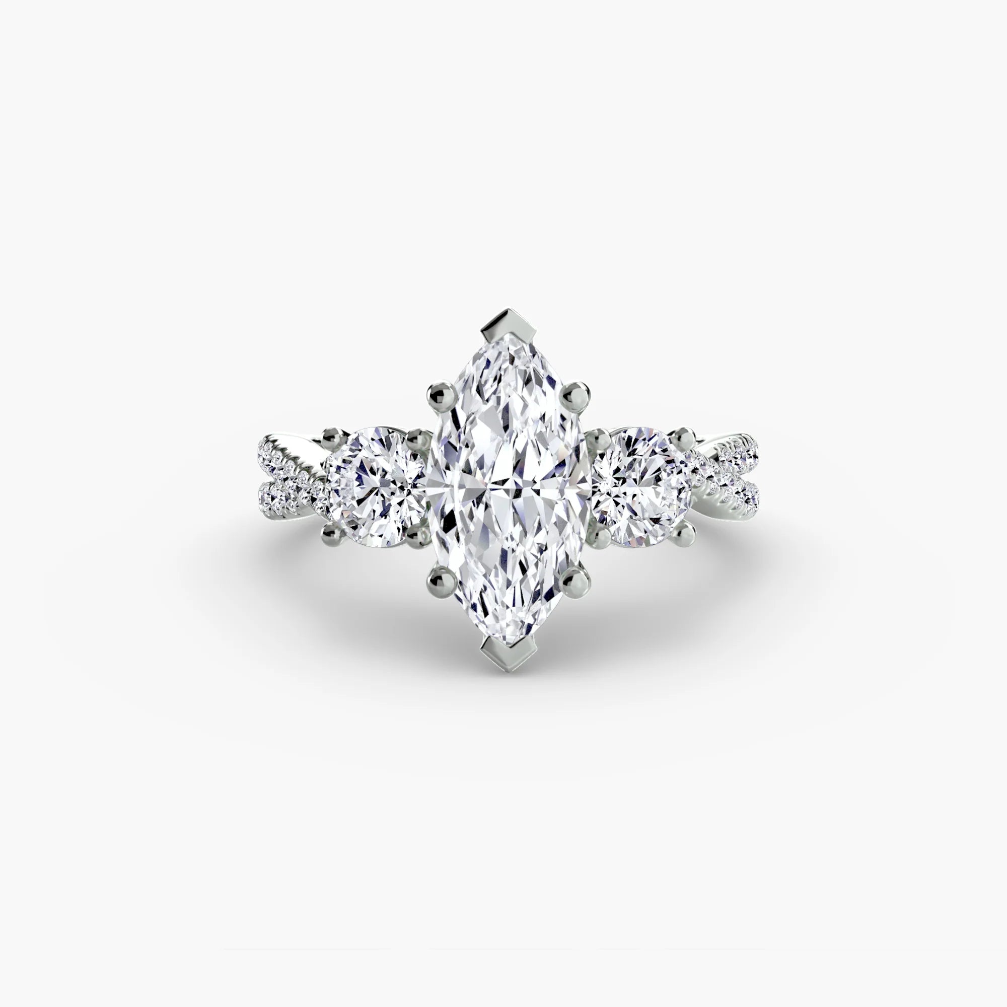 Marquise Three Stone Twist Pavé Ring