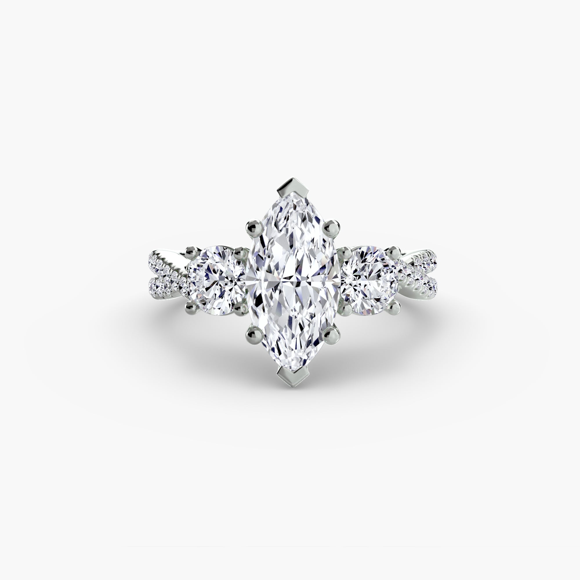 Three Stone Twist Pavé Ring