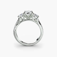Marquise Three Stone Twist Pavé Ring