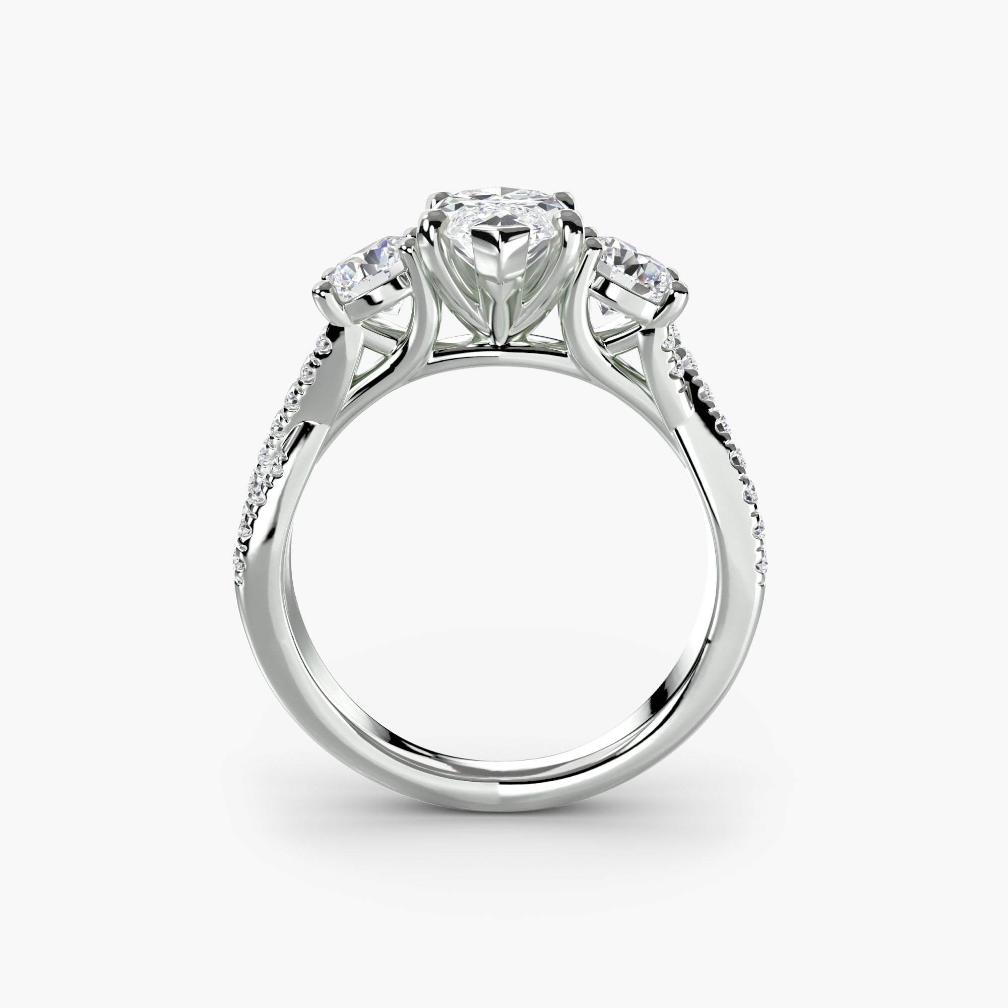 Marquise Three Stone Twist Pavé Ring