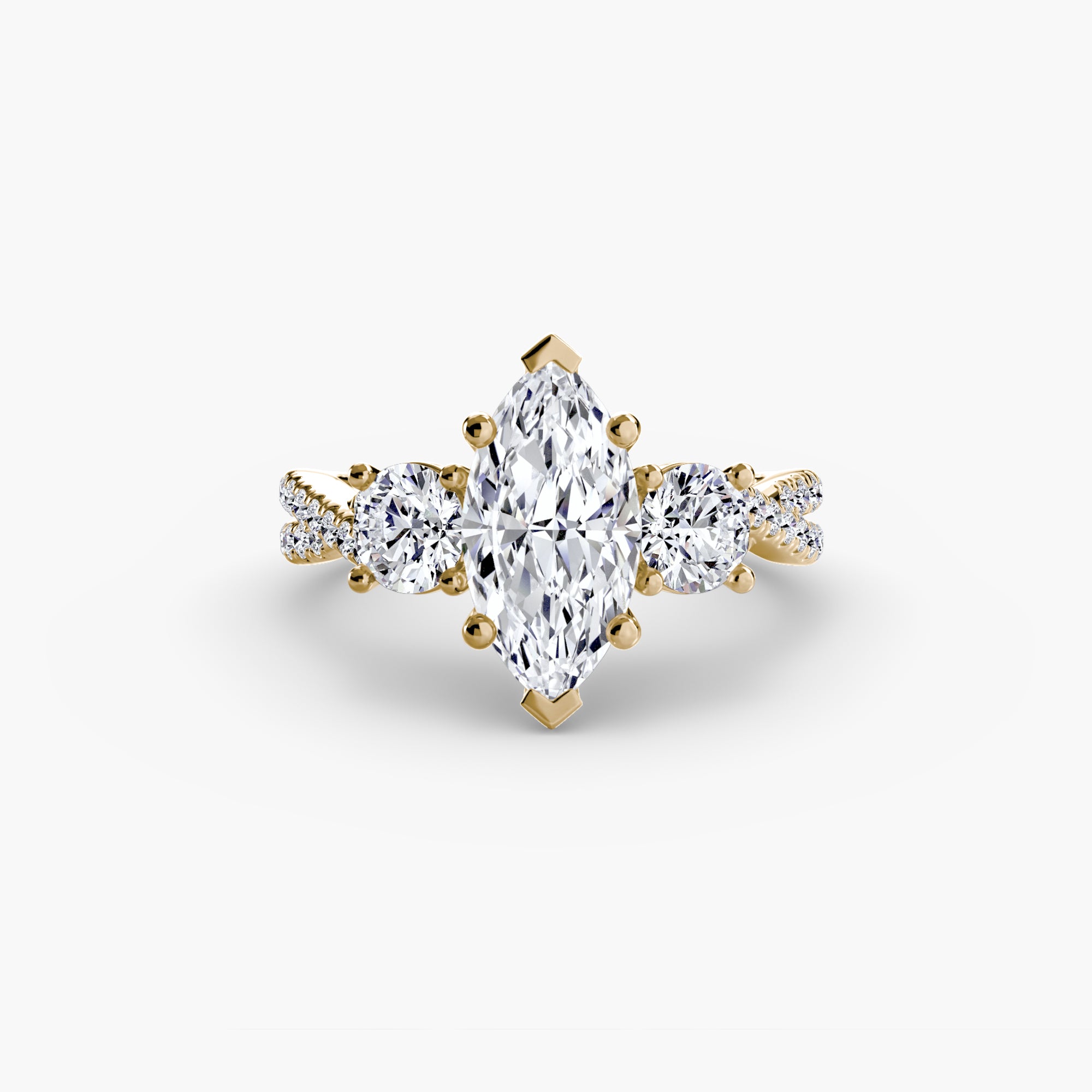 Three Stone Twist Pavé Ring