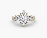 Marquise Three Stone Twist Pavé Ring