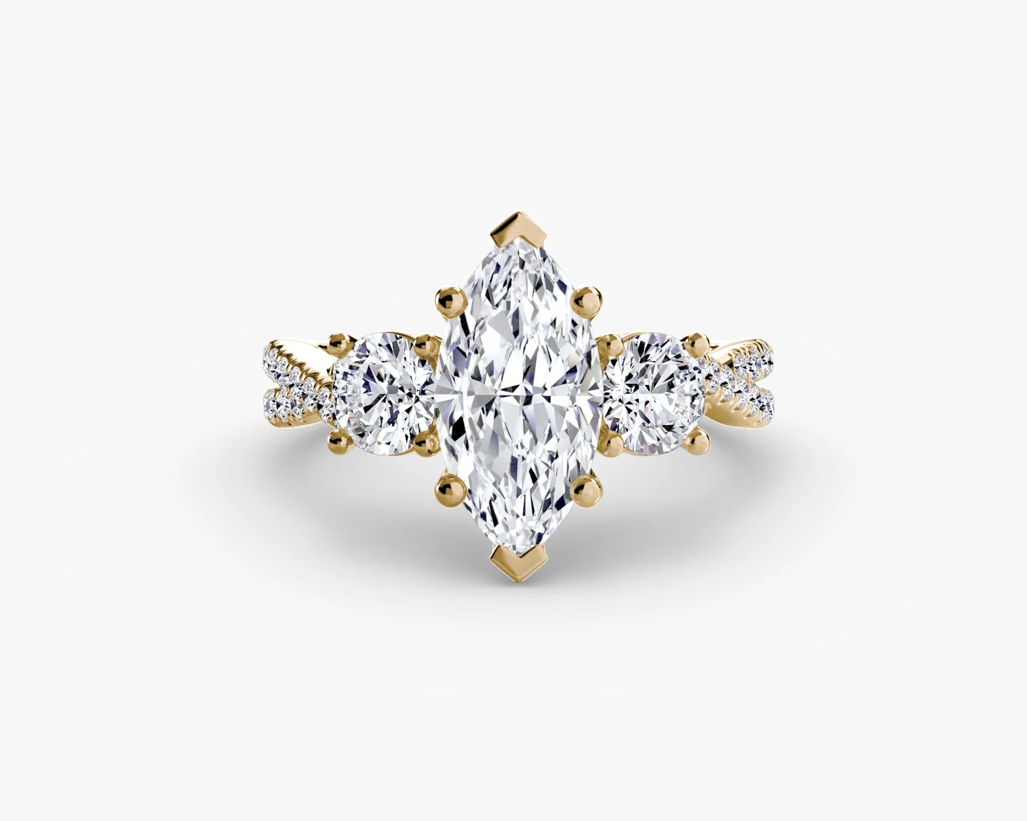 Marquise Three Stone Twist Pavé Ring