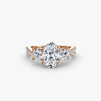 Three Stone Twist Pavé Ring