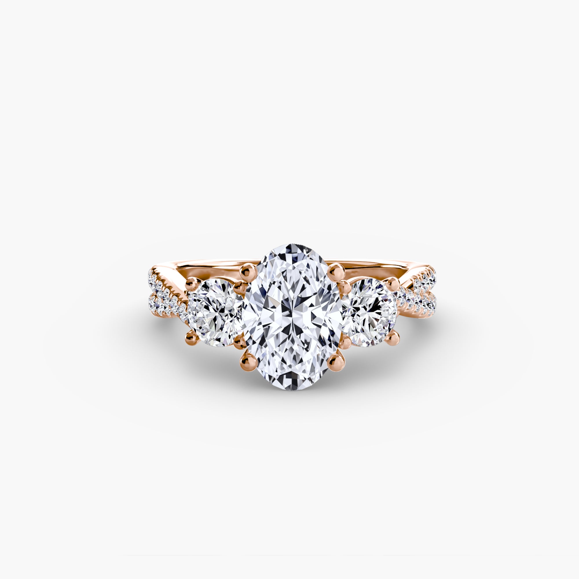 Three Stone Twist Pavé Ring