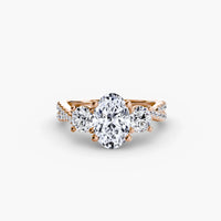 Oval Three Stone Twist Pavé Ring
