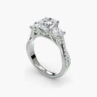 Oval Three Stone Twist Pavé Ring