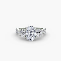 Oval Three Stone Twist Pavé Ring
