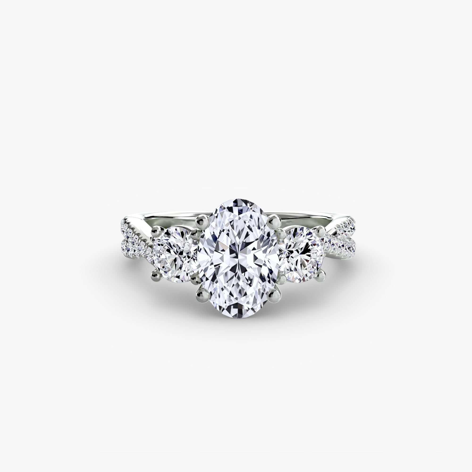 Three Stone Twist Pavé Ring
