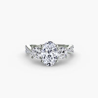 Three Stone Twist Pavé Ring