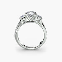 Oval Three Stone Twist Pavé Ring