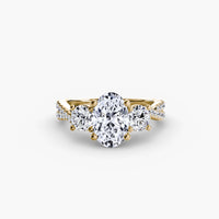Three Stone Twist Pavé Ring
