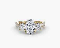 Oval Three Stone Twist Pavé Ring