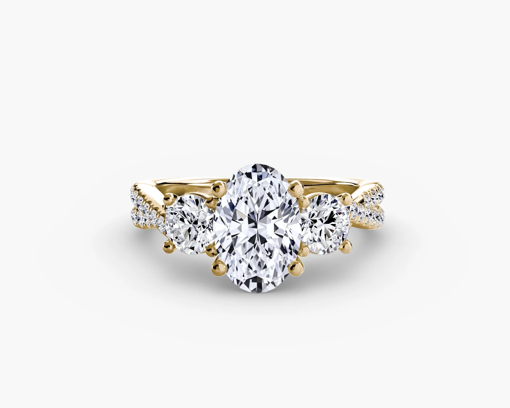 Oval Three Stone Twist Pavé Ring