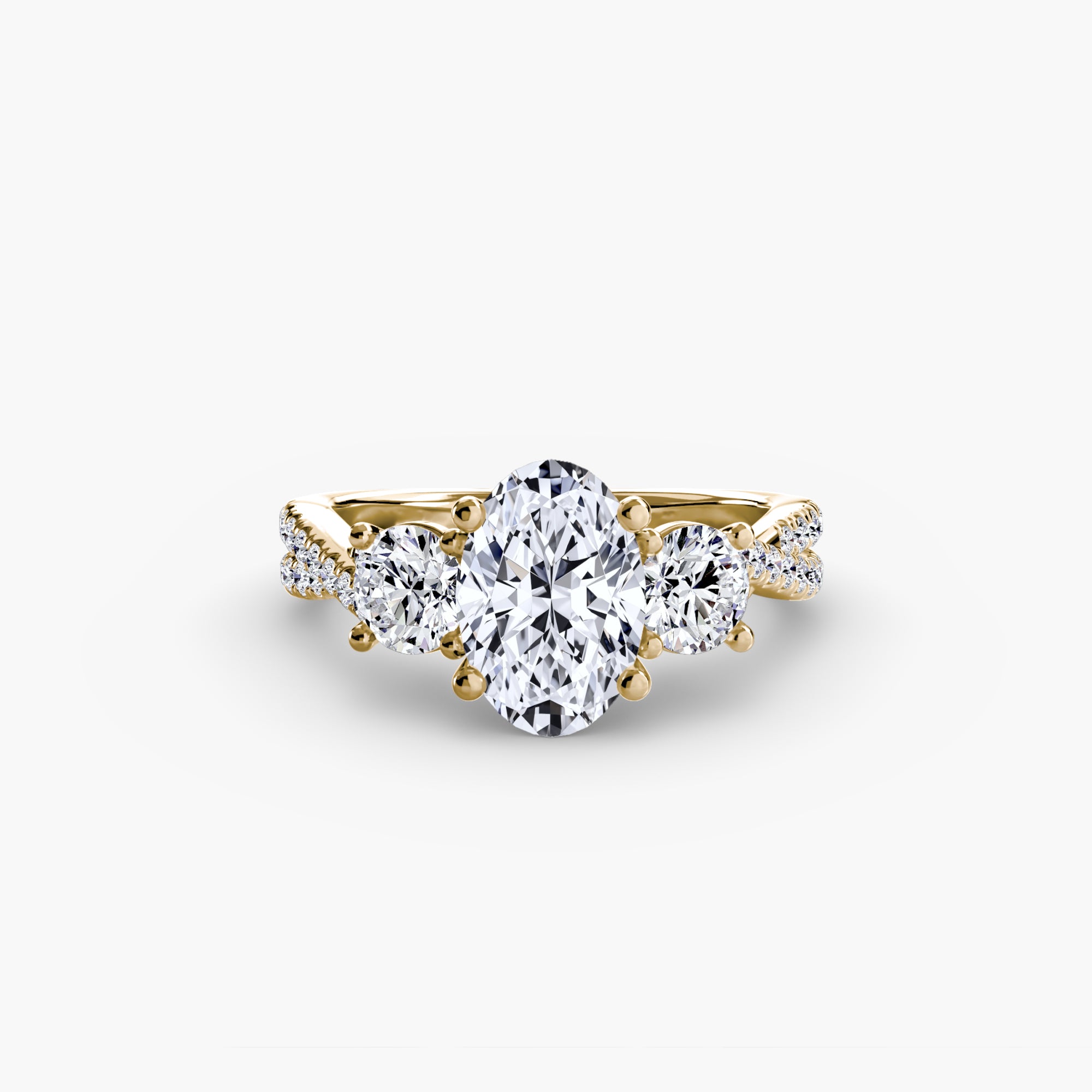 Three Stone Twist Pavé Ring