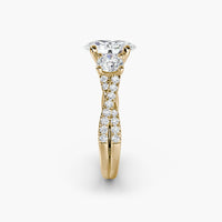 Oval Three Stone Twist Pavé Ring