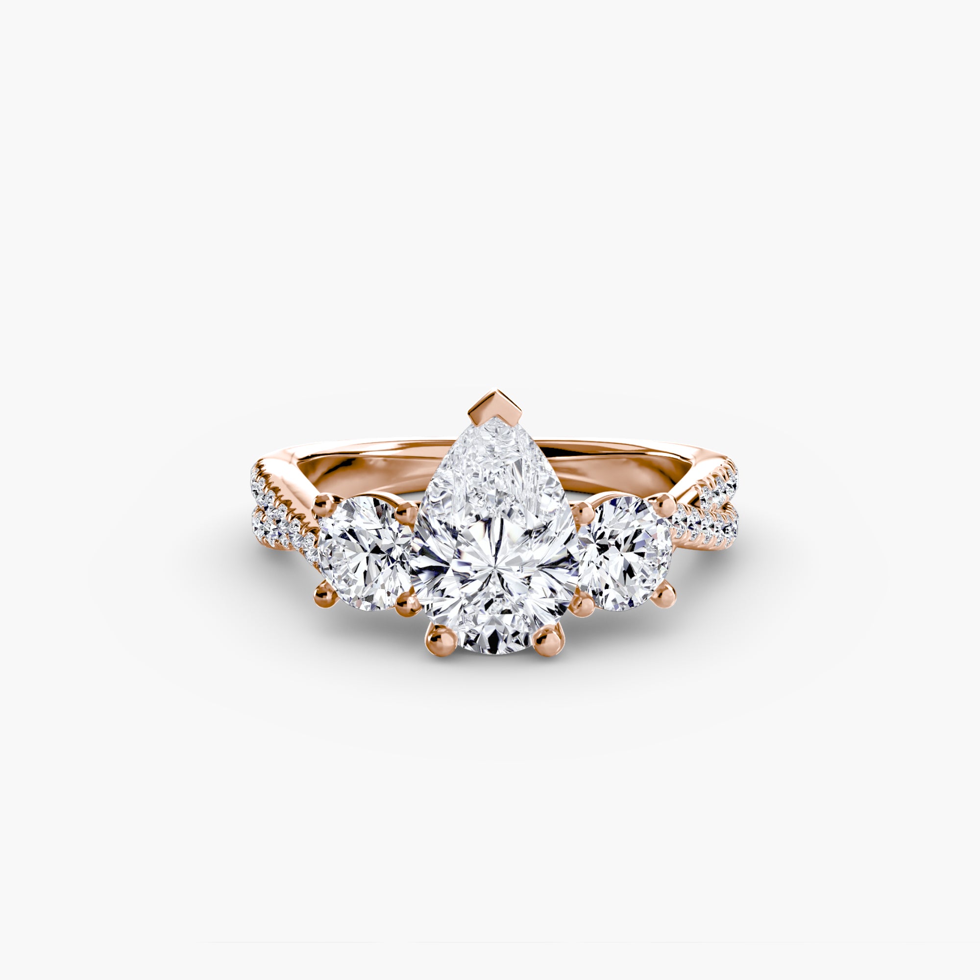 Three Stone Twist Pavé Ring