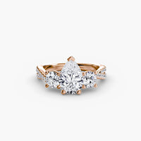 Pear Three Stone Twist Pavé Ring