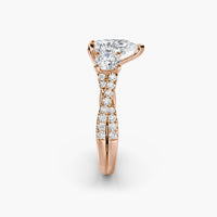 Pear Three Stone Twist Pavé Ring