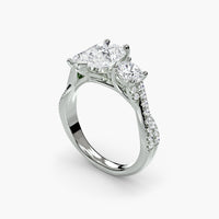 Pear Three Stone Twist Pavé Ring