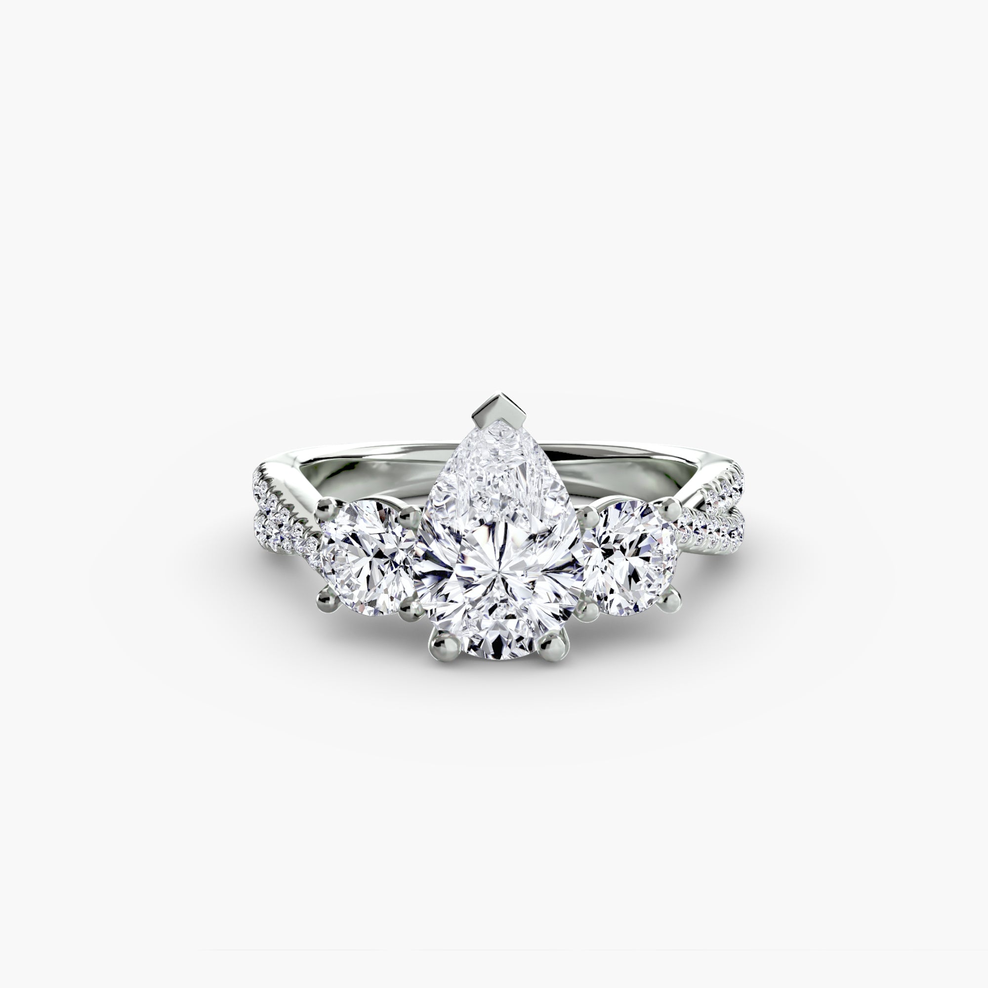 Three Stone Twist Pavé Ring