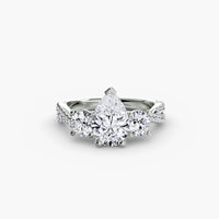 Pear Three Stone Twist Pavé Ring